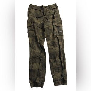 Dark green camouflage jean joggers